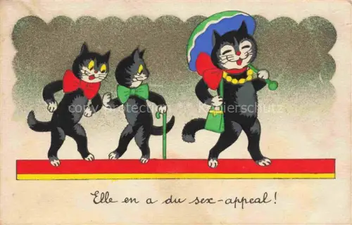 AK / Ansichtskarte KATZEN Cats Chats Gatos Gatti-- Regenschirm 