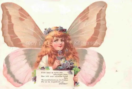 AK / Ansichtskarte Schmetterlings-AK Maedchen Litho