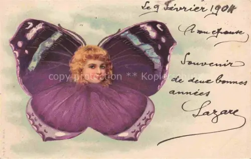 AK / Ansichtskarte Schmetterlings-AK Maedchen