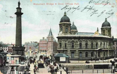 AK / Ansichtskarte Hull  Kingston-upon-Hull UK Monument Bridge and Dock Offices