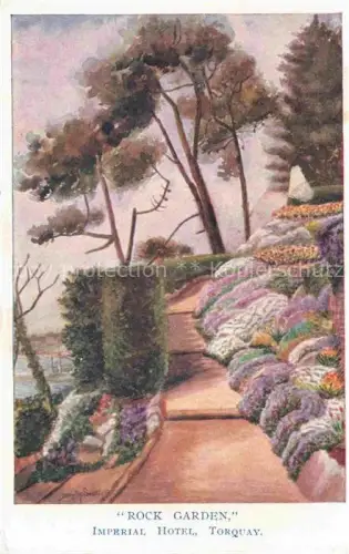 AK / Ansichtskarte Torquay  UK Rock Garden Imperial Hotel Painting Kuenstlerkarte
