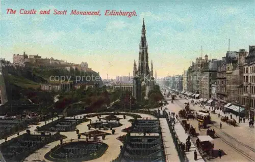 AK / Ansichtskarte EDINBURGH  SCOTLAND UK The Castle and Scott Monument