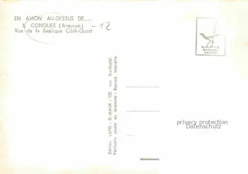 AK / Ansichtskarte Conques-en-Rouergue RODEZ 12 Aveyron Vue aérienne de la Basilique côté ouest