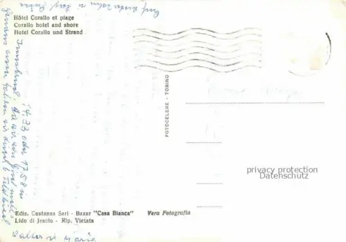 AK / Ansichtskarte Lido di Jesolo IT Albergo Corallo e lungomare spiaggia