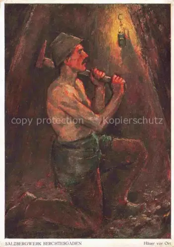 AK / Ansichtskarte BERCHTESGADEN Salzbergwerk Haeuer vor Ort Kuenstlerkarte