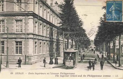 AK / Ansichtskarte SEDAN 08 Ardennes Ecole Supérieure et l'Avenue Philippoteaux Tram