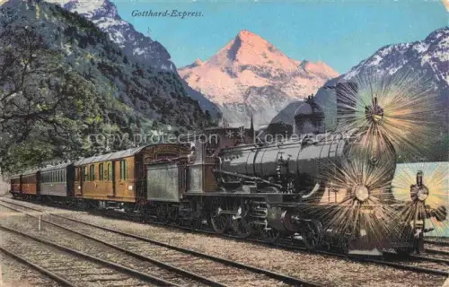 AK / Ansichtskarte Flueelen Vierwaldstaettersee UR Gotthard Express mit Bristenstock
