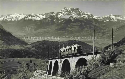 AK / Ansichtskarte Leysin VD Bergbahn mit Dents du Midi