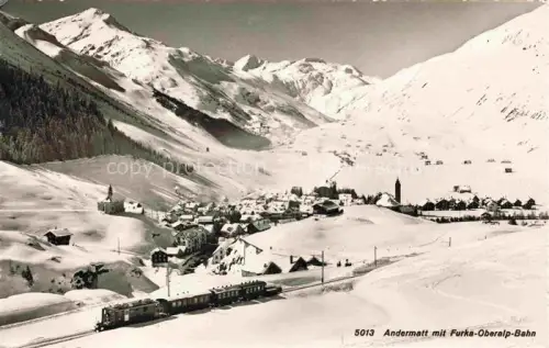 AK / Ansichtskarte Andermatt UR mit Furka Oberalp Bahn
