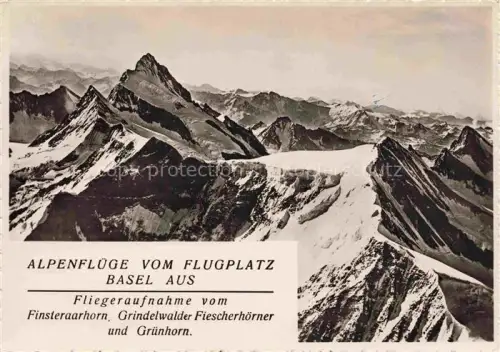 AK / Ansichtskarte Finsteraarhorn 4274m BE Alpenfluege mit Grindelwalder Fiescherhoerner und Gruenhorn
