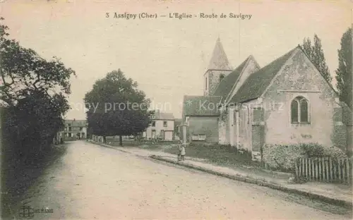 AK / Ansichtskarte Assigny BOURGES 18 Cher Eglise Route de Savigny