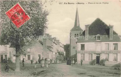 AK / Ansichtskarte Herry BOURGES 18 Cher Place et Rue de l'Eglise
