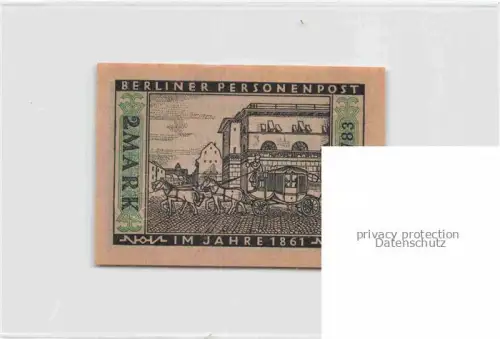 AK / Ansichtskarte Kutsche PFERDE Horses Cheval Berlin 2 Mark Personenpost  1861