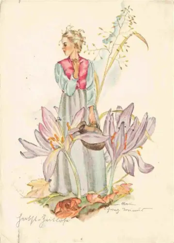 AK / Ansichtskarte SCHWARZ-TORINUS Anne-Marie Kuenstlerkarte Frau Blumen