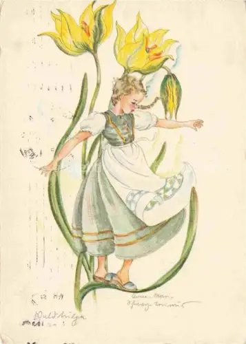 AK / Ansichtskarte SCHWARZ-TORINUS Anne-Marie Kuenstlerkarte Maedchen Blume