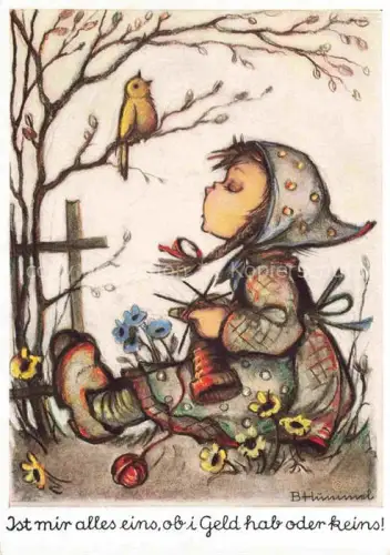 AK / Ansichtskarte HUMMEL F. Kuenstlerkarte Nr. 4948 Kind Vogel Stricken 