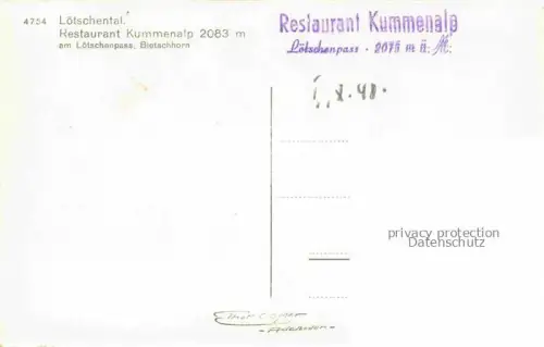AK / Ansichtskarte Loetschental Raron VS Restaurant Kummenalp am Loetschenpass Bietschhorn