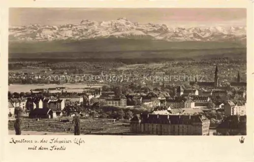 AK / Ansichtskarte KONSTANZ Bodensee BW Panorama mit Schweizer Ufer und Saentis