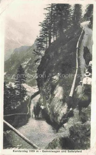 AK / Ansichtskarte Kandersteg Adelboden BE Gemmiwagen und Sattelpferd
