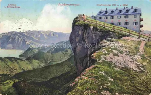 AK / Ansichtskarte Attersee Hoellengebirge Schafbergspitze mit Hotel