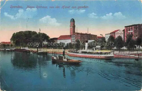 AK / Ansichtskarte Spandau BERLIN Neues Rathaus von der Havel gesehen Feldpost
