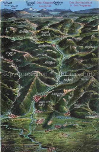 AK / Ansichtskarte Kaysersberg Kaisersberg Alsace 68 Haut Rhin Panoramakarte des Schlachtfeldes in den Vogesen