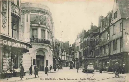 AK / Ansichtskarte BOURGES 18 Cher Rue du Commerce Société Générale Tram