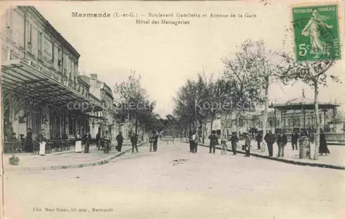 AK / Ansichtskarte MARMANDE 47 Lot-et-Garonne Boulevard Gambetta Avenue de la Gare Hôtel des Messageries