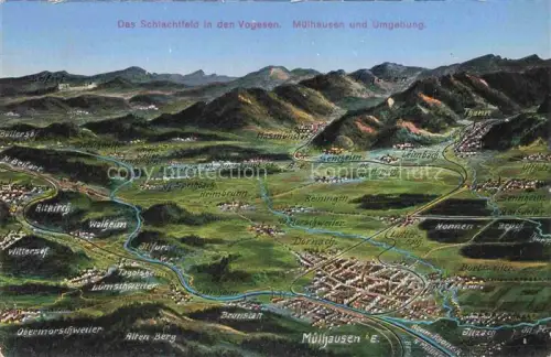 AK / Ansichtskarte Muehlhausen  MULHOUSE 68 Elsass Haut-Rhin Schlachtfeld in den Vogesen Panoramakarte