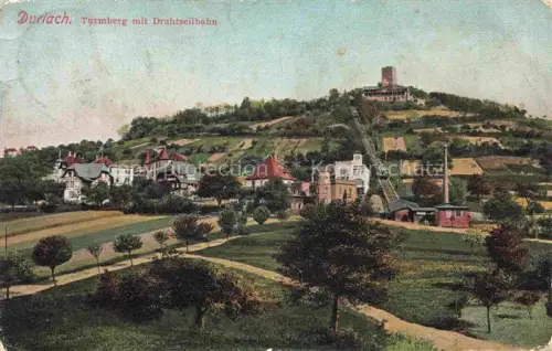 AK / Ansichtskarte Durlach Karlsruhe Baden Turmberg mit Drahtseilbahn