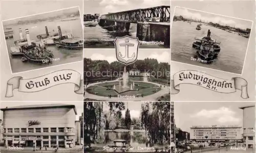 AK / Ansichtskarte LUDWIGSHAFEN  Rhein Pfalzbau Rheinpartien Rheinbruecke Ebertpark Schwanenweiher Ankerhof