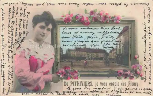 AK / Ansichtskarte Pithiviers-en-Gatinais 45 Loiret Je vous envoie ces fleurs Bilderrahmen