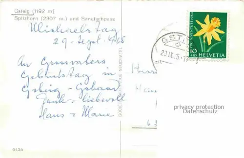 AK / Ansichtskarte Gsteig Saanen BE Spitzhorn und Sanetschpass