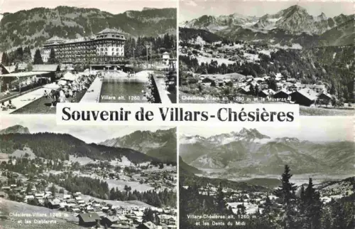 AK / Ansichtskarte Villars  Chesieres VD Schwimmbad Les Diablerets Dents du Midi