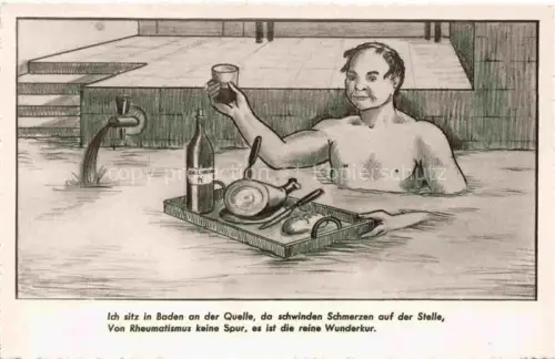 AK / Ansichtskarte BADEN  AG (Schweiz) Warme Quelle Karikatur