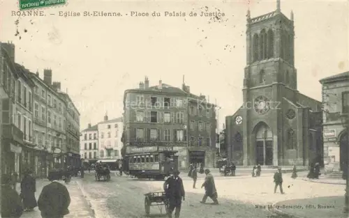 AK / Ansichtskarte ROANNE 42 Loire Eglise Sainte Etienne Place du Palais de Justice Tram