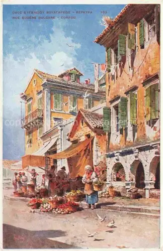 AK / Ansichtskarte CORFOU Korfu Corfu Greece Rue Eugène Bulgare Kuenstlerkarte