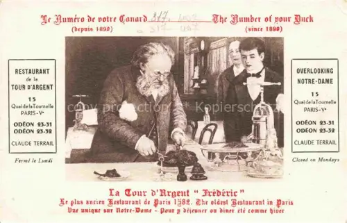 AK / Ansichtskarte PARIS 75 Restaurant de la Tour d'Argent Frédéric le plus ancien restaurant de Paris 1582