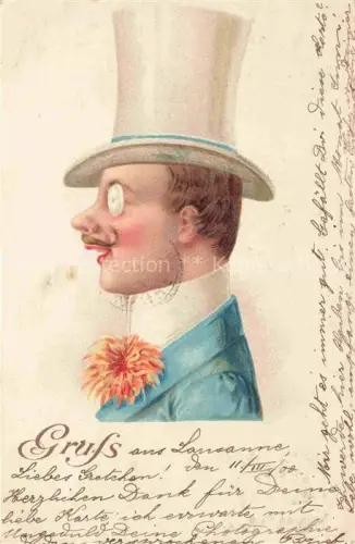 AK / Ansichtskarte Zylinder Hutmode Litho 