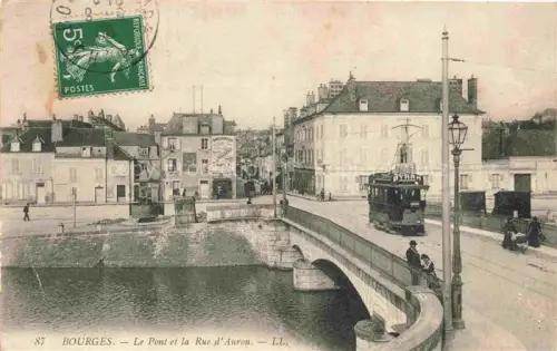 AK / Ansichtskarte BOURGES 18 Cher Le Pont et Rue d'Auron Tram