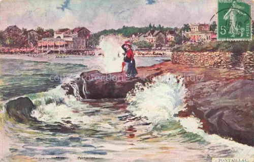 AK / Ansichtskarte PONTAILLAC Royan 17 Charente-Maritime Aux bords de la mer Plage Dessin Kuenstlerkarte