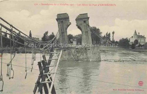 AK / Ansichtskarte Andrezieux-Boutheon Montbrison 42 Loire Le pont après l'inondation deu 17 October 1907