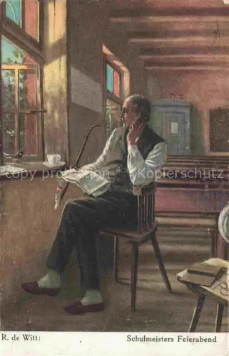 AK / Ansichtskarte WITT R. de Kuenstlerkarte Schulmeisters Feierabend 