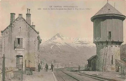 AK / Ansichtskarte Saint-Jacques-des-Blats La gare et Puy Griou