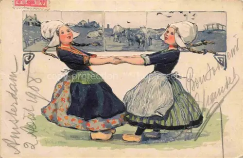 AK / Ansichtskarte Hollandkinder Hollandtracht Spiel Tanz 