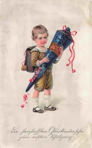 AK / Ansichtskarte Schule School Ecole Escuela Scuola-- Schuleinfuehrung Kind Zuckertuete 