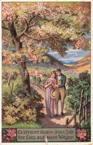AK / Ansichtskarte UNTERSBERGER And. Kuenstlerkarte Nr. 77 Dorfsliederkarte Es streut Blueten jedes Jahr