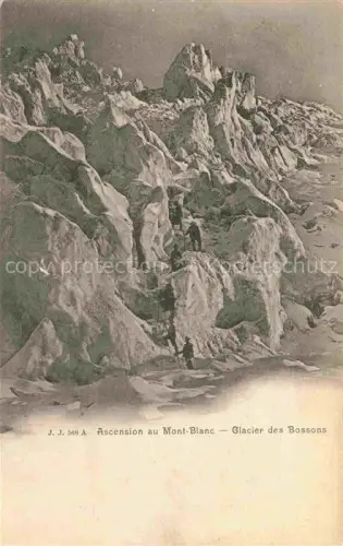AK / Ansichtskarte Bergsteigen Klettern Mountaineering Alpinisme Alpinismo-- Ascension Mont Blanc Gletscher des Bossons