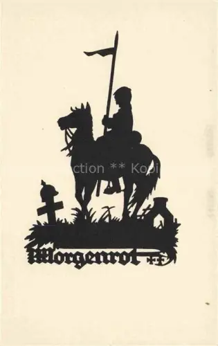 AK / Ansichtskarte SCHWINDT A. M. Kuenstlerkarte Schattenbild Morgemrot Scherenschnitt  