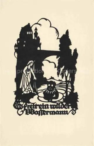 AK / Ansichtskarte SCHWINDT A. M. Kuenstlerkarte Schattenbild Es treit einein wilder Wassermann 